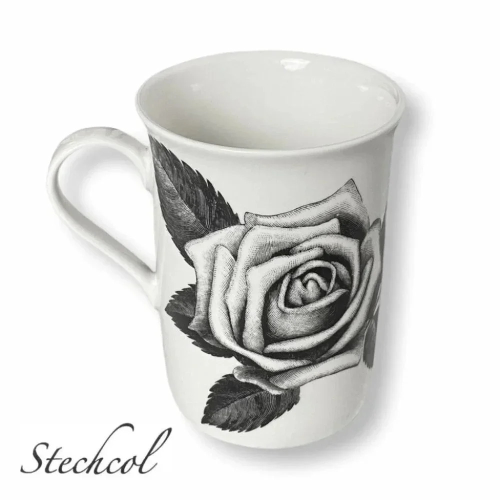 Stechcol Gracie China Black & White Rose Tea Mug